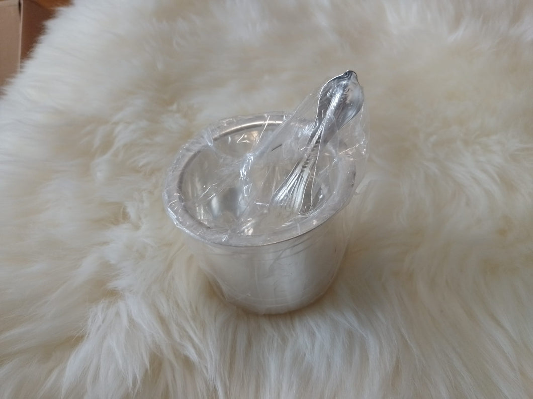 German silver panchpatra with spoon