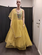 Yellow colour long party wear kurta