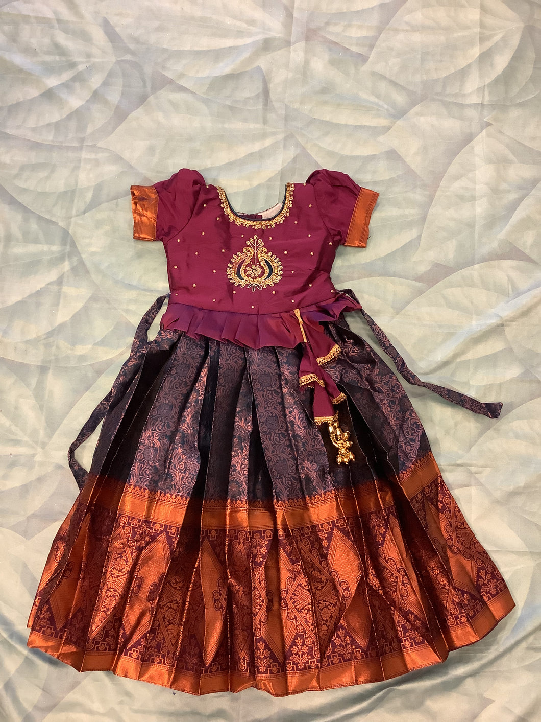 kanjivaram kids pattu Gown