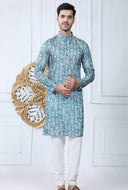Mens Digital Print Kurta with Payjama