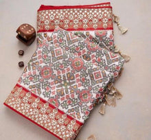 Load image into Gallery viewer, HEAVY SLUB SILK PATOLA DIGITAL PRINT WITH FANCY GOTA PATTI WORK
