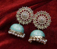Load image into Gallery viewer, Glamorous Look Traditional Handmade Austrian Stone Gold Plated Jhumki Earring For Women &amp; Girls
